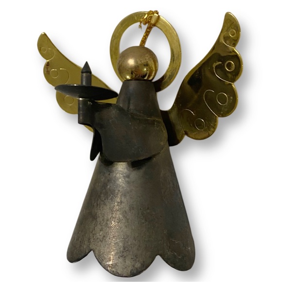 Vintage Mid Century Rustic Brass Angel Candle Snuffer Ornament - Picture 4 of 7